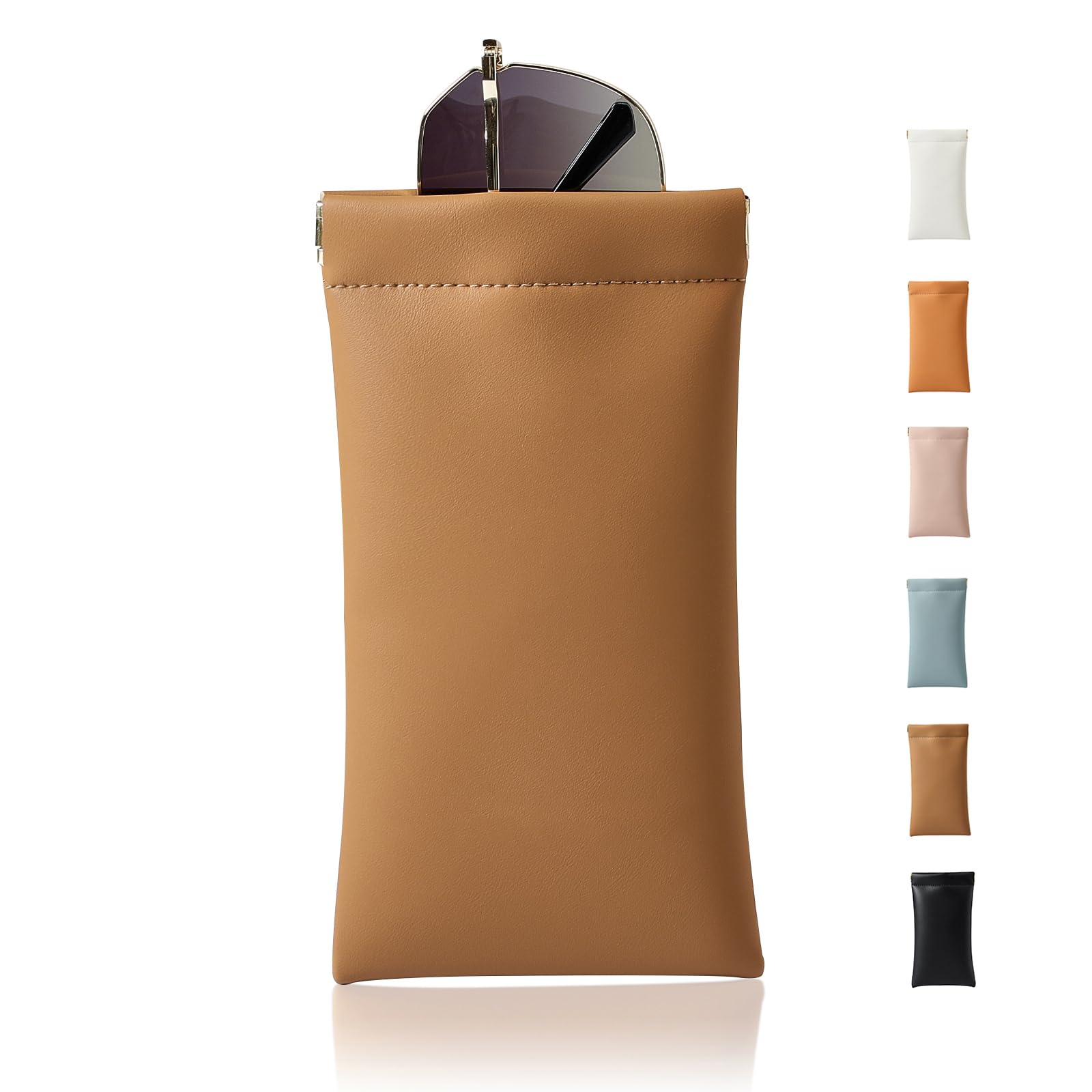 Squeeze Top Sunglass Case, New Organosilicon Soft Leather Eyeglass Glass Case Travel Large Sunglasses Pouch-image-10