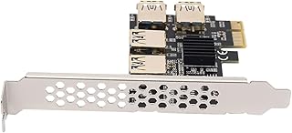 Pzhoais New 4 Ports PCIe Riser Adapter Board PCI-E 1x to 4 USB 3.0 PCI-E Rabbet GPU Riser Extender Ethereum ETH/Monero XMR/Zcash ZEC 16X External Slot Card Multiplier for Miner Mining BTC