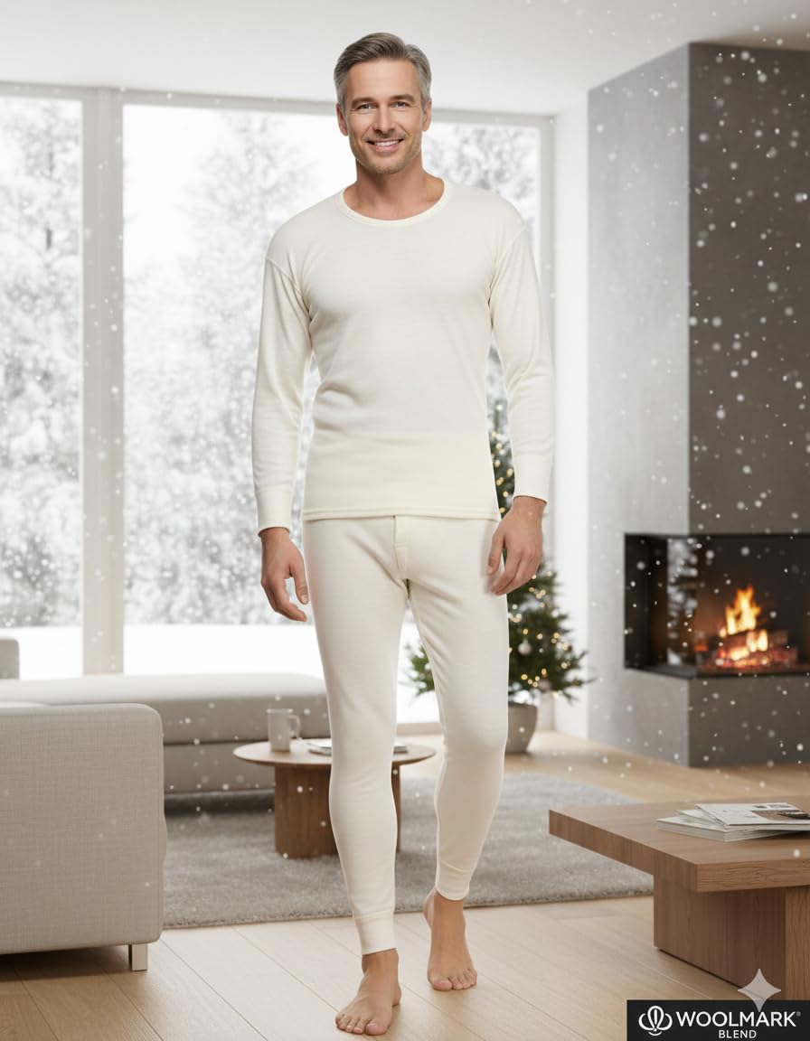 Hasyün Premium Erkek İçlik Takımı,%100 Yün, Uzun Kollu, Alt Üst Set, Sarı, M/L/XL, Bisiklet Yaka, Selanik Örme, 30 Derece Elde Yıkama (Siyah, M)