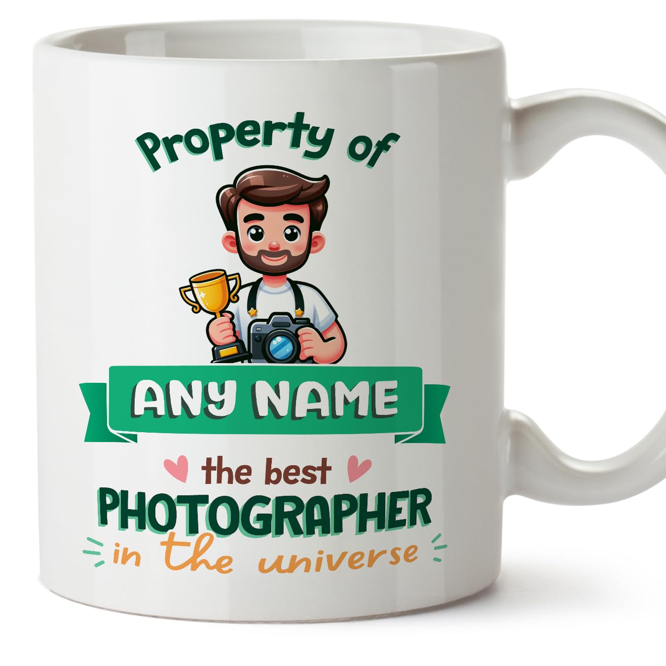 MUGFFINS Personalised Mug for Photographer Man - in English - Property of - Funny Custom Gift for Colleagues - Ceramic 11oz Mug โ image 1