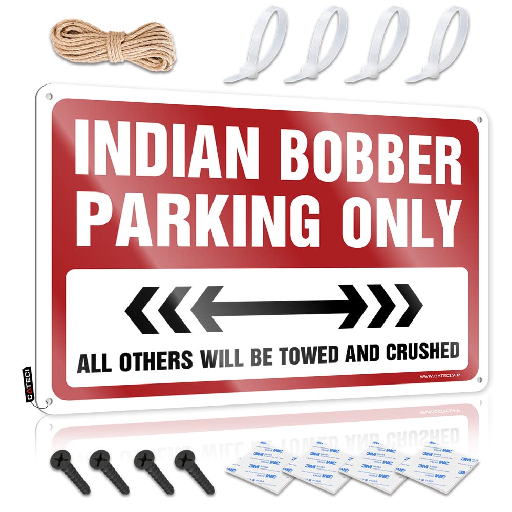 KRAZMURONGD Tin Metal Bar Signs Indian Bobber Parking Only Tin Sign Beer Decorations For Man Cave Funny Sogns