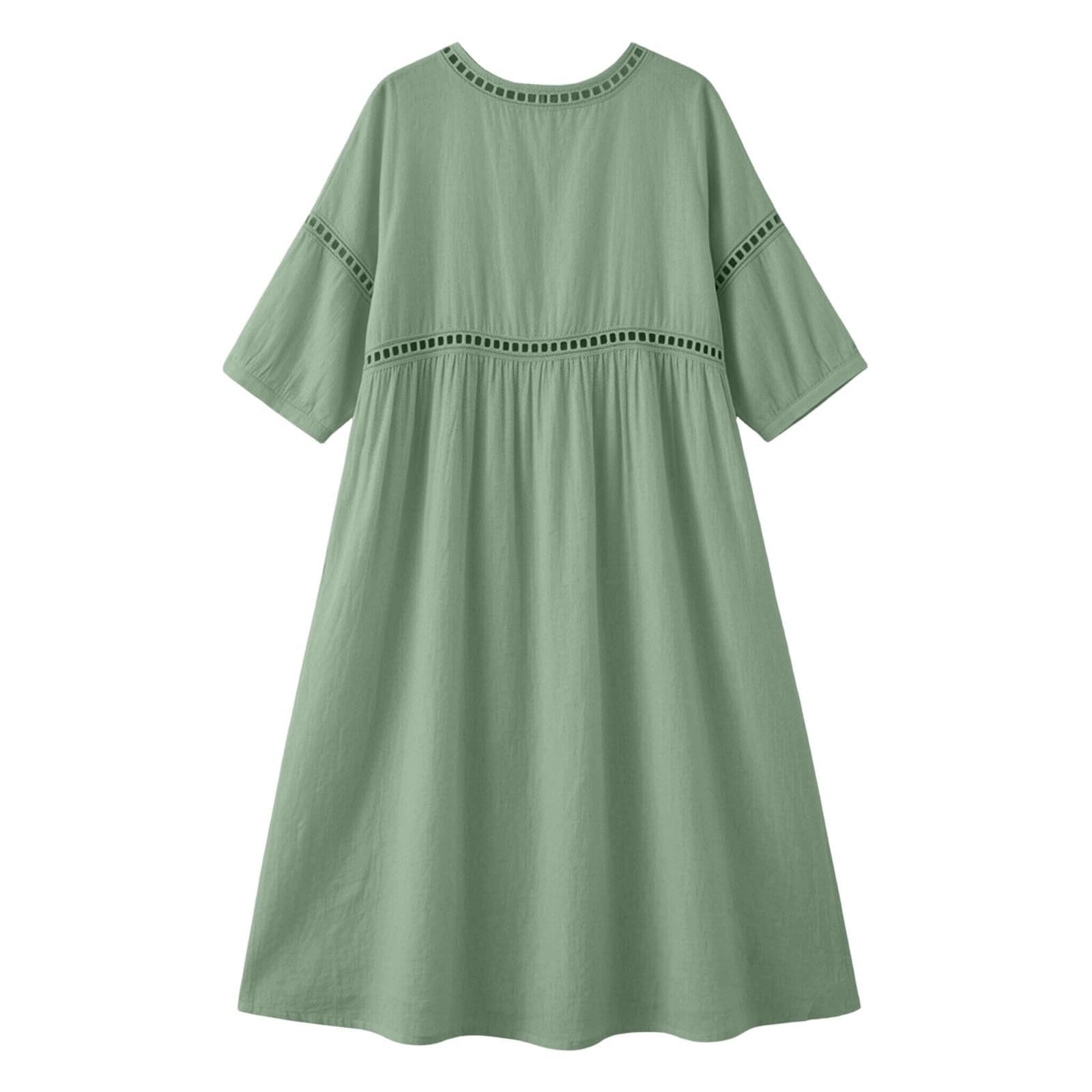 Damen Musselin Kleid Sommer V-Ausschnitt Luftige Midikleid Lockeres Midikleider Leicht Und Luftig Sommerkleid Sommer Musselinkleid Elegant Sommerkleider Midi Bohemian Style Hauskleid