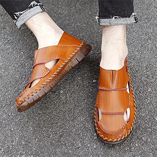 Leather Sandals Men Men's Sandals Outdoor Beach Hiking Slip-On Trekking Leisure Non-Slip Slippers(40)2