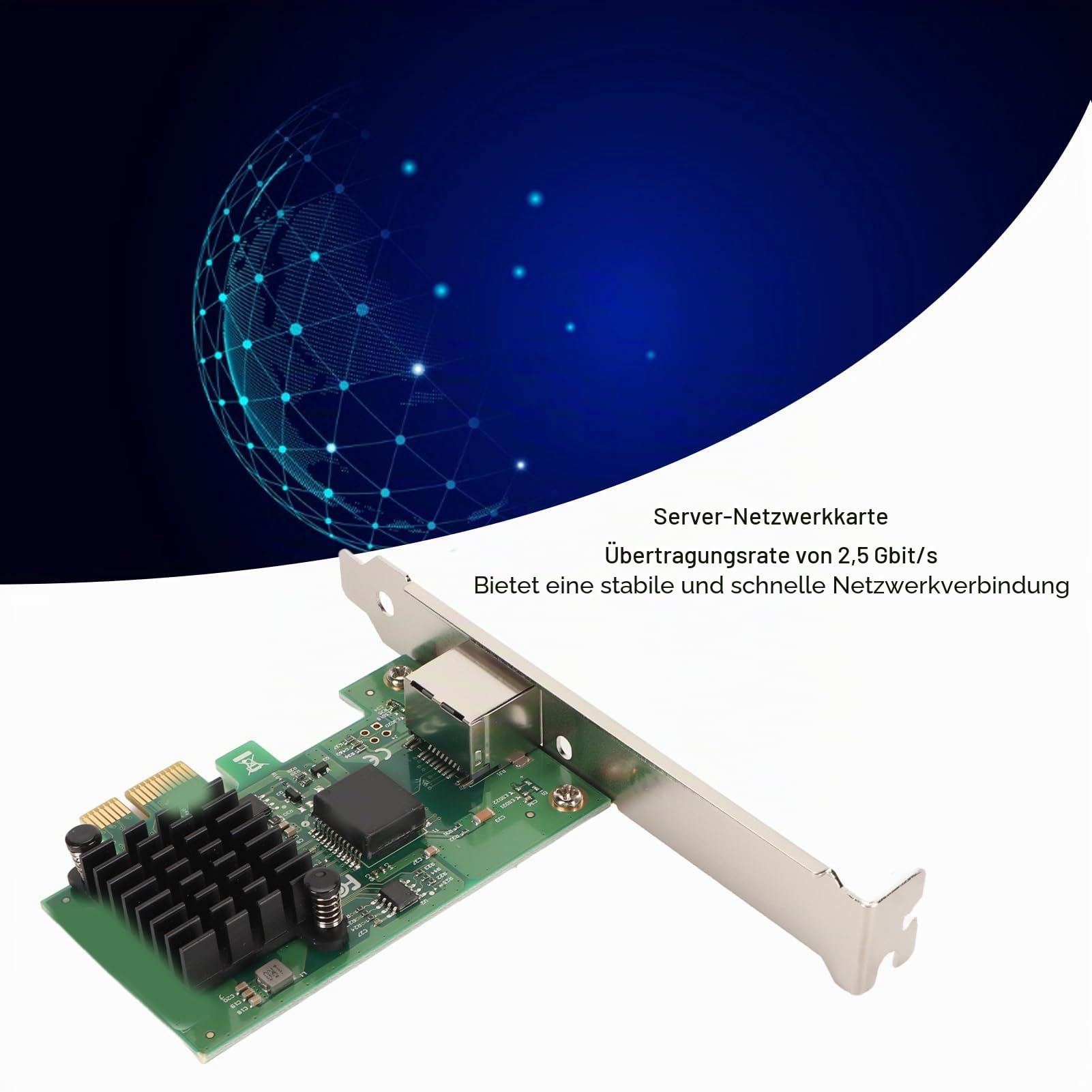 2,5G Gigabit Ethernet Converged Network Card, I226 T1 PCI E X1 RJ45 Port Server Network Card, 10 100 1000Mbps Gigabit Ethernet Converged Network Adapter, Plug and Play