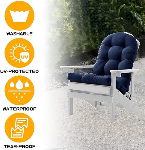 Miniatura 6 de Cojín para silla mecedora, cojines de respaldo alto para patio de 44 x 19 pulgadas, impermeables, para interiores y exteriores, cojines para sillas