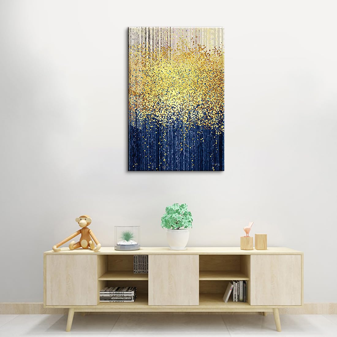 Amazon.co.jp: アートパネル 抽象芸術金の花葉キャンバス絵画壁写真