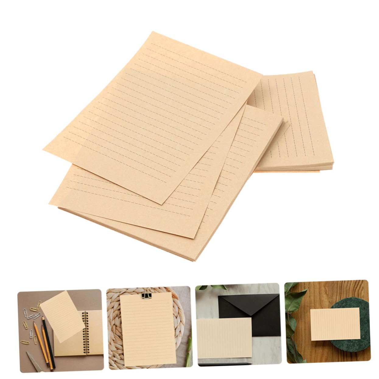 Lurrose 150feuilles Papier à Lettres Vintage Vierges Format pour Écrire Lettres de Remerciement Poèmes et Notes de Papeterie Rétro