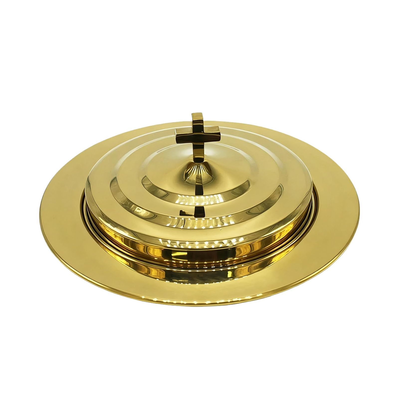 Btgghytr Stainless Steel Communion Wafer Plate and Cover Set for Religious Services and Holy Participation Bread Plate