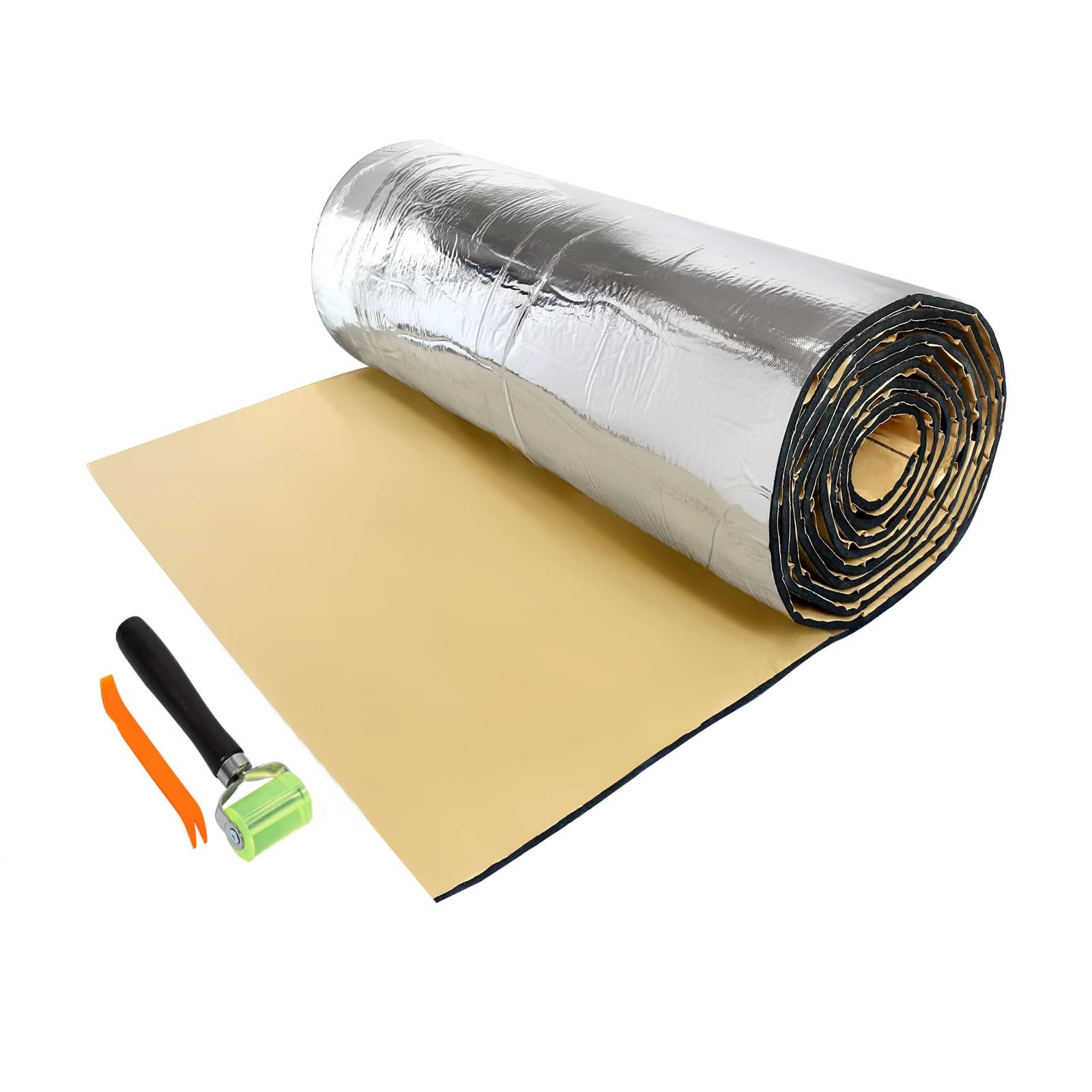 ZXCVBNAS Insulation Sheet,Insulation Deadener Mat，Easy to install Anti Vibration Deadening Soundproofing Material,for Car Hood,Sun Room，Air Conditioning Tube，Heat Shield(5MM(THK),3.2 * 3.2ft)