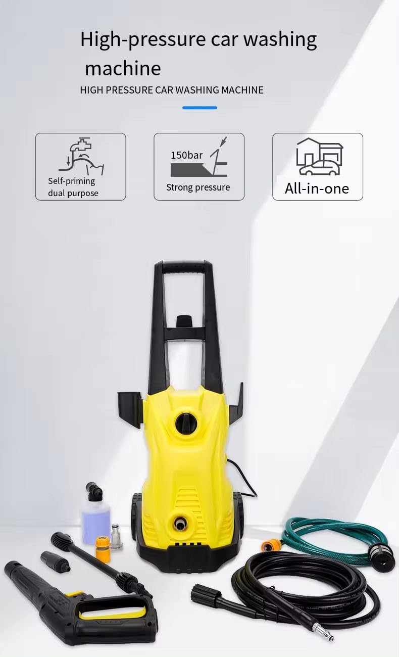 Nettoyeur haute pression électrique 1200W, 150bar Max, nettoyeur électrique Portable auto-amorçant avec accessoires complets pour voiture, Patio, jardin