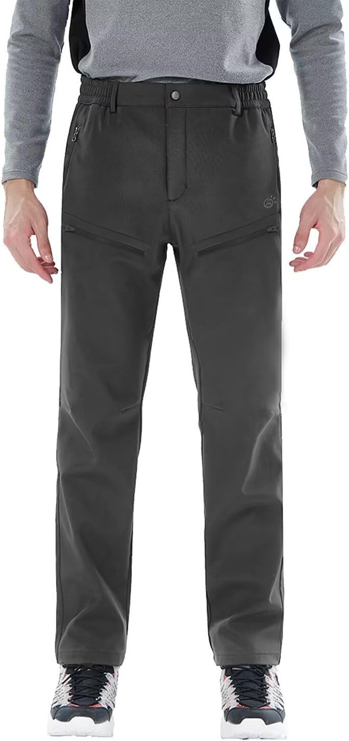 Men's Hiking Cargo Pants Fleece Quick-Dry Water-Resistant Outdoor Pants with Pockets for Camping Trekking Travel Small No-fleece-grey