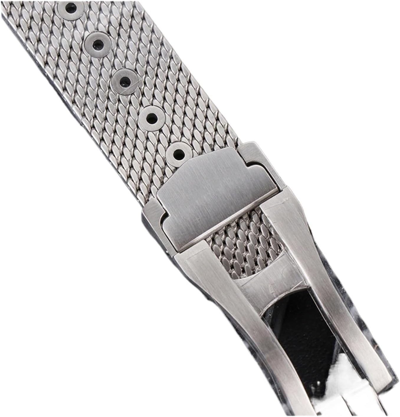 HFERHT 20mm Silver Stainless Steel Strap Compatible with Omega007 Luxury Mesh Band Bracelet Replacement Watch Accessories Parts