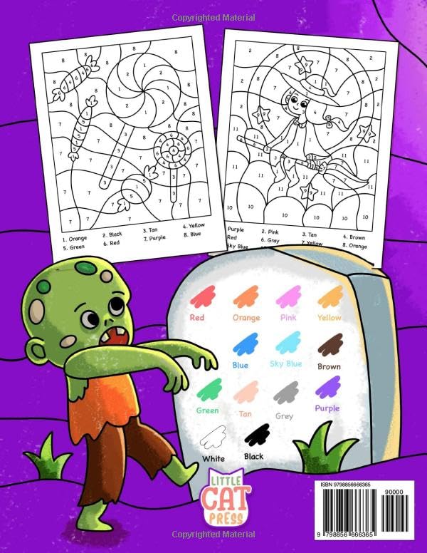 Miniatura 2 de Halloween Color By Number Book with Cute Ghosts, Pumpkins, Jack-o-Lantern for Boys Girls Kids (Coloring Book For Kids)