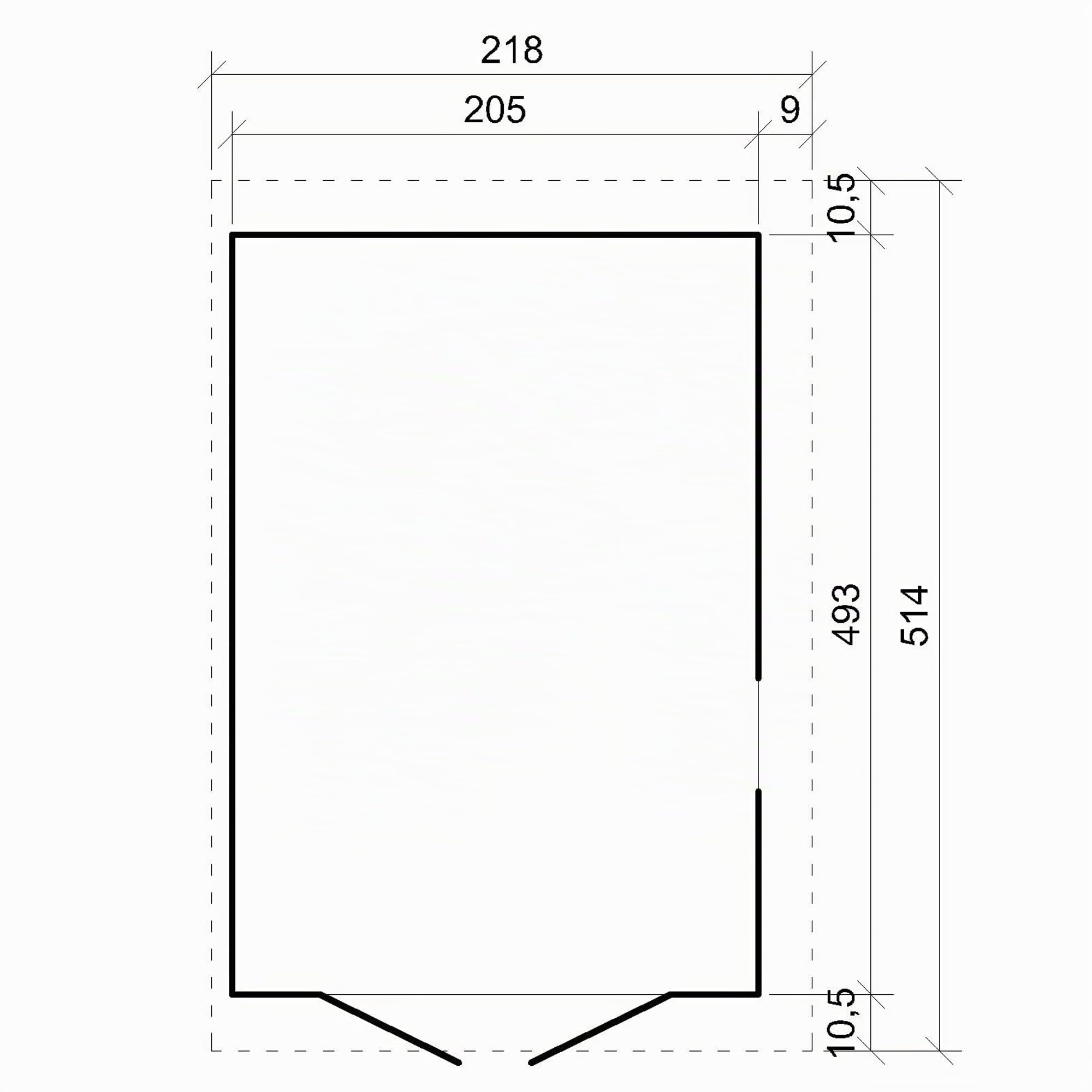 Cobertizo de Madera para jardín con Pared Lateral – H244x218x514 cm/10.1m2 Cobertizo de Madera Natural - Taller de Jardín - Bicicleta, Almacenamiento de Herramientas TIMBELA M341A