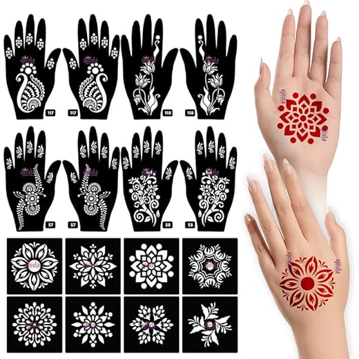 Apcute 18pc Mehndi Stencil Pack