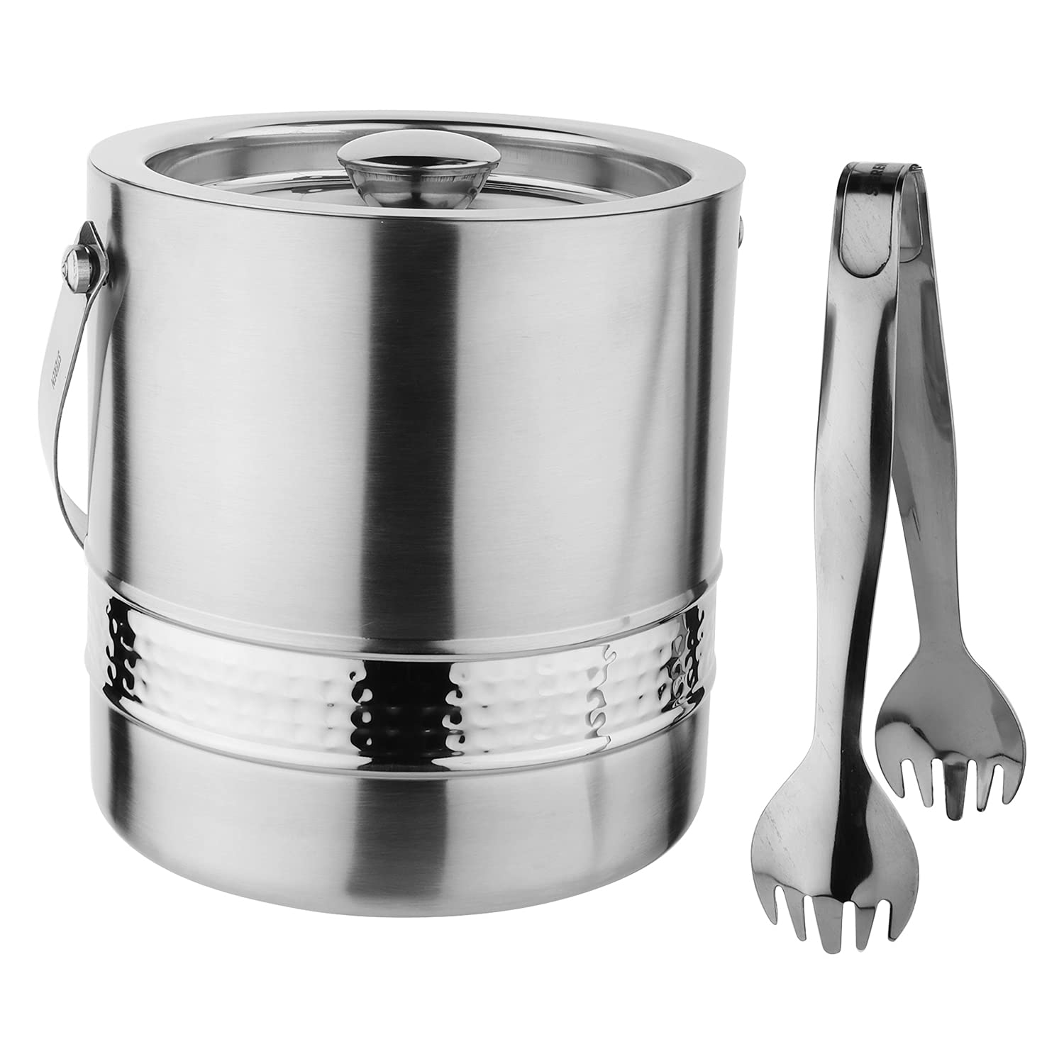 Steren Impex Stainless Steel Double Wall Ice Bucket with Tong