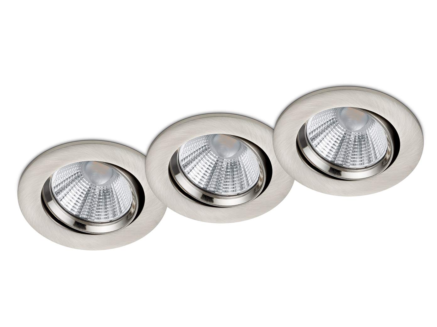 Trio Leuchten LED Einbauleuchten Pamir 3er-Set 650510307, Metall Nickel matt, inkl. 3x 5,5 Watt LED