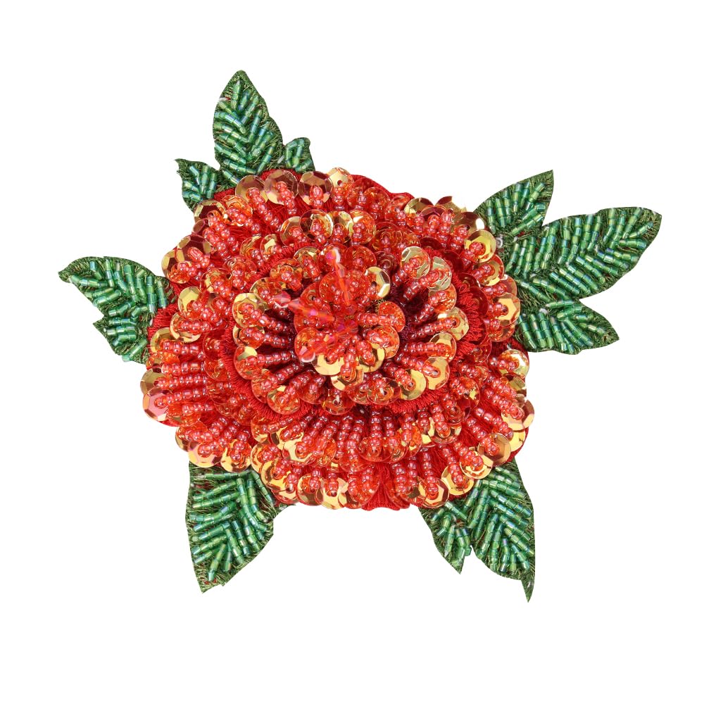 Aplique de lentejuelas de rosa, parche bordado de flores de peonía, apliques de lentejuelas para vestidos, prendas, accesorios decorativos de costura (mezcla de 3 piezas)