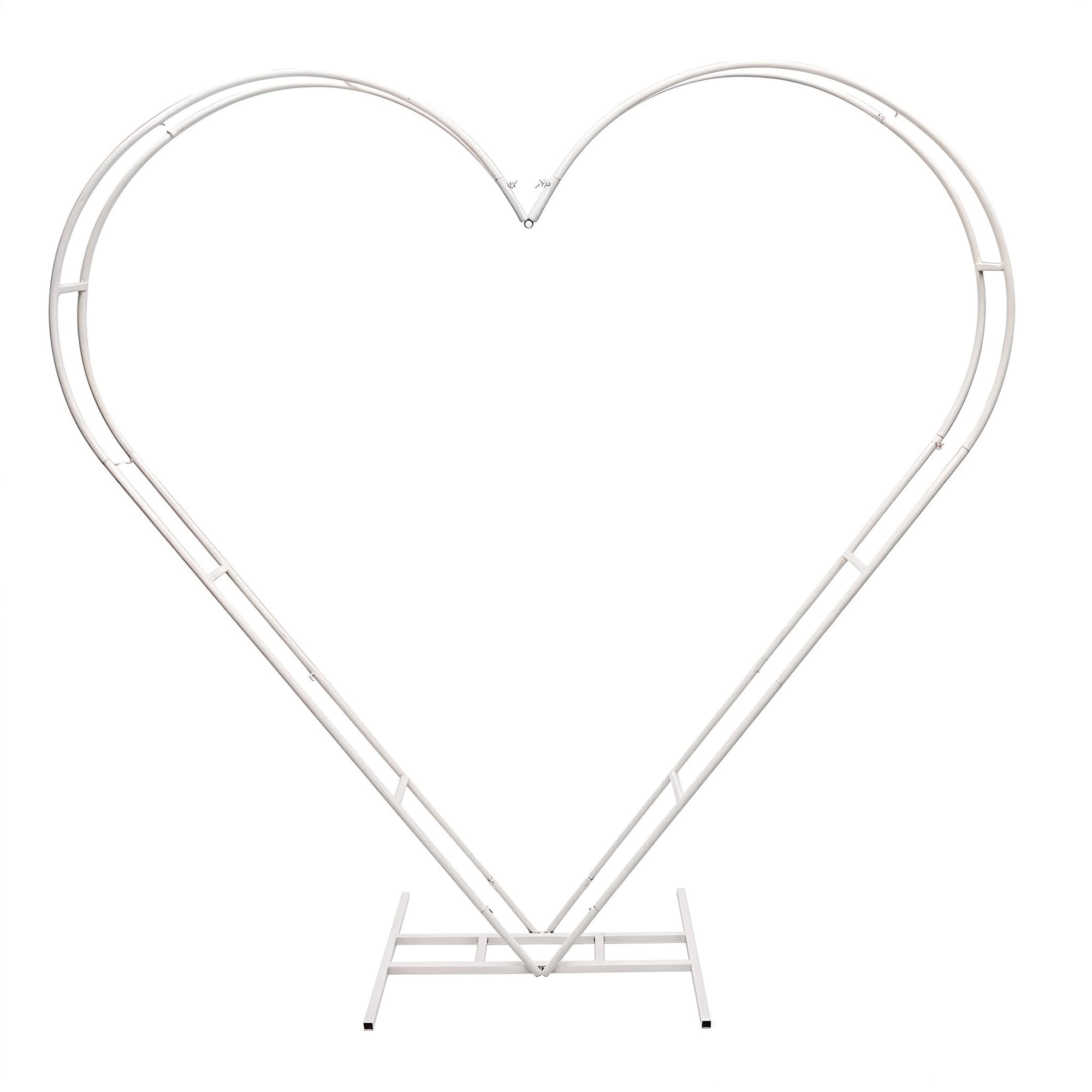 Trimming Shop Dual Heart White Arch Stand 6.8ft x 6.5ft Party Decoration Balloon Arch Metal Frame for Wedding Valentines Baby Shower Bridal Proposal Engagement Birthday Background Décor