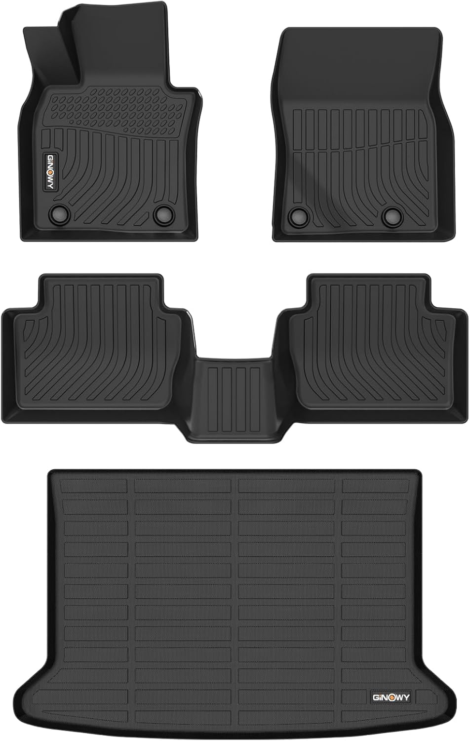 GINOWY-Floor Mats & Cargo Liner Set for Mazda CX30 2020-2024, TPE All Weather Mats Floor Liners CX-30 2024 2023 2022 2021 2020 Waterproof CX 30 Cargo Trunk Mat Car Accessories Mats CX30 2020-2024(set)