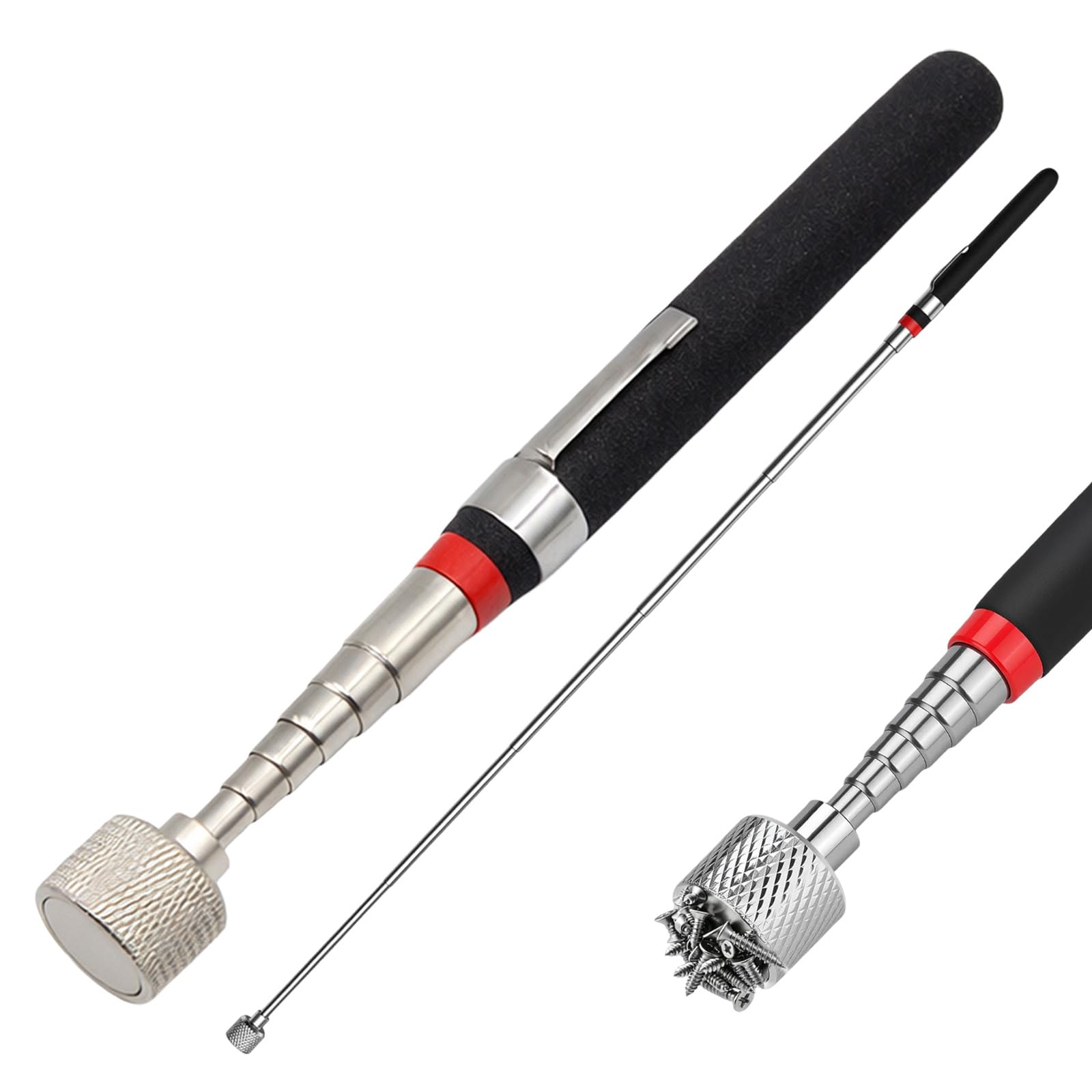 Upgraded Magnetic Pickup Tool, 18-77CM Extendable Magnetic Stick with Non-Slip Handle & Pocket Clip, Cool Gadgets for Men, Birthday Gifts for Him, Dad, Handyman & DIY Enthusiasts