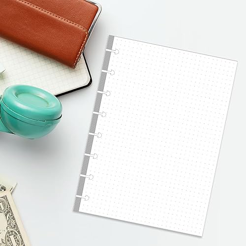 Miniatura 6 de Paquete de 3, papel de repuesto de puntos TUL de tamaño junior, inserto de 8 discos, 300 hojas600 páginas, papel blanco de 3.53 ozm, 5.8 x 8.2