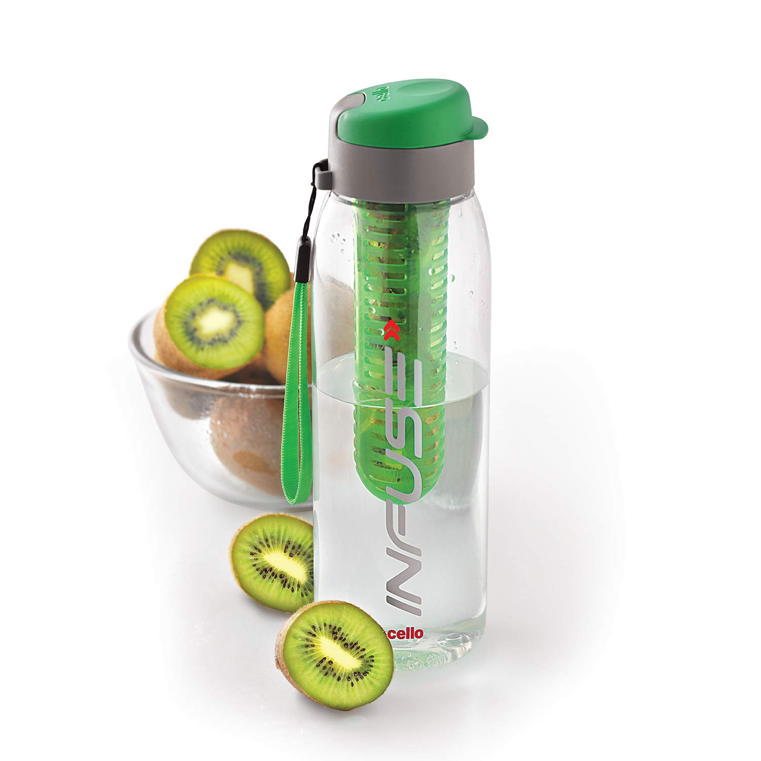 CELLO Fruit Infuser Water Bottle 800ml, Green | Wide Sealed Flip-Top Cap, Leak-Proof & Durable | Airtight, Reusable | Detox Infuser Bottle for Fridge, Gym, Office, Travel, Kitchen & Trekking CELLO Fruit Infuser Water Bottle 800ml, Green | Wide Sealed Flip-Top Cap, Leak-Proof & Durable | Airtight, Reusable | Detox Infuser Bottle for Fridge, Gym, Office, Travel, Kitchen & Trekking