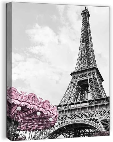 Decoración de pared de la Torre Eiffel de París para dormitorio de niñas, fotos de baño en blanco y negro, decoración de pared para paredes, arte