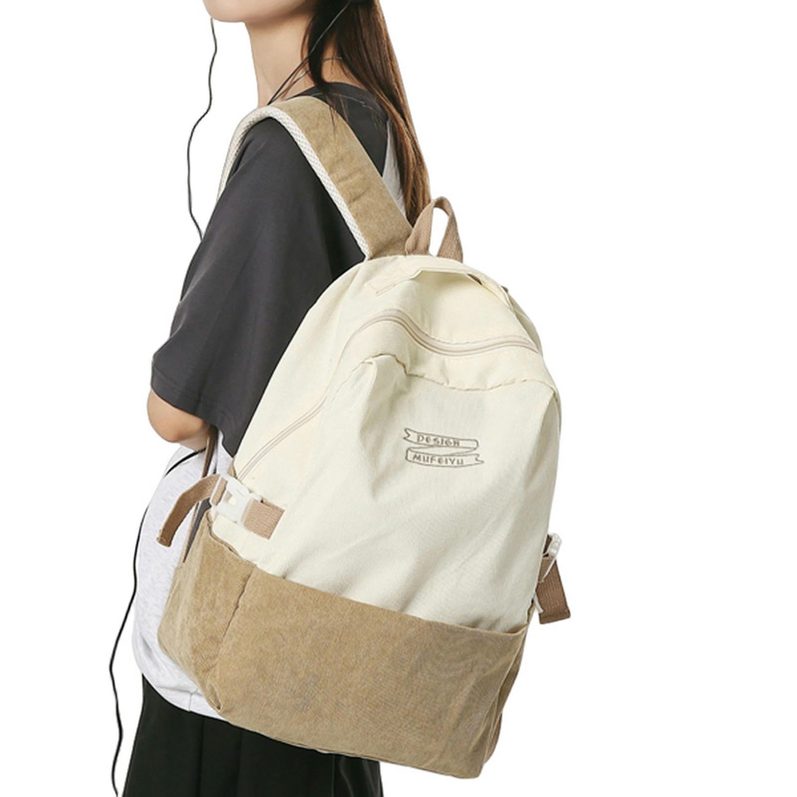NOGRAX Schulrucksack Streifen Nette Cord Frau Rucksack Schultasche Für Teenager Mädchen Jungen Harajuku Weibliche Casual Bag Student Lady Book Pack