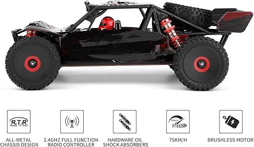 Miniatura 3 de GoolRC WLtoys 124016 V2 - Coches RC sin escobillas, auto de control remoto a escala 1:12, 4WD 75KM/H de alta velocidad para adultos, 2.4 GHz todo