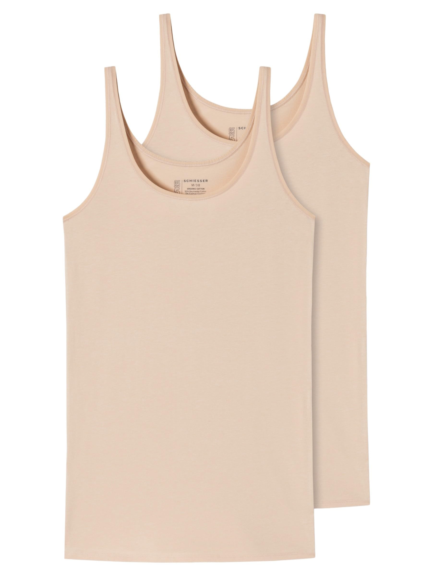 Schiesser Women's 2 Pack Organic Cotton Vest 95/5 Organic