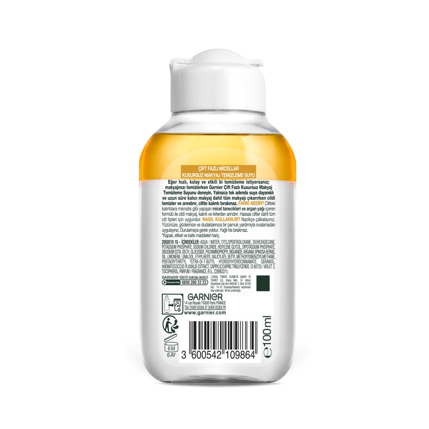 Garnier Çift Fazlı Micellar Kusursuz Makyaj Temizleme Suyu 100 ml