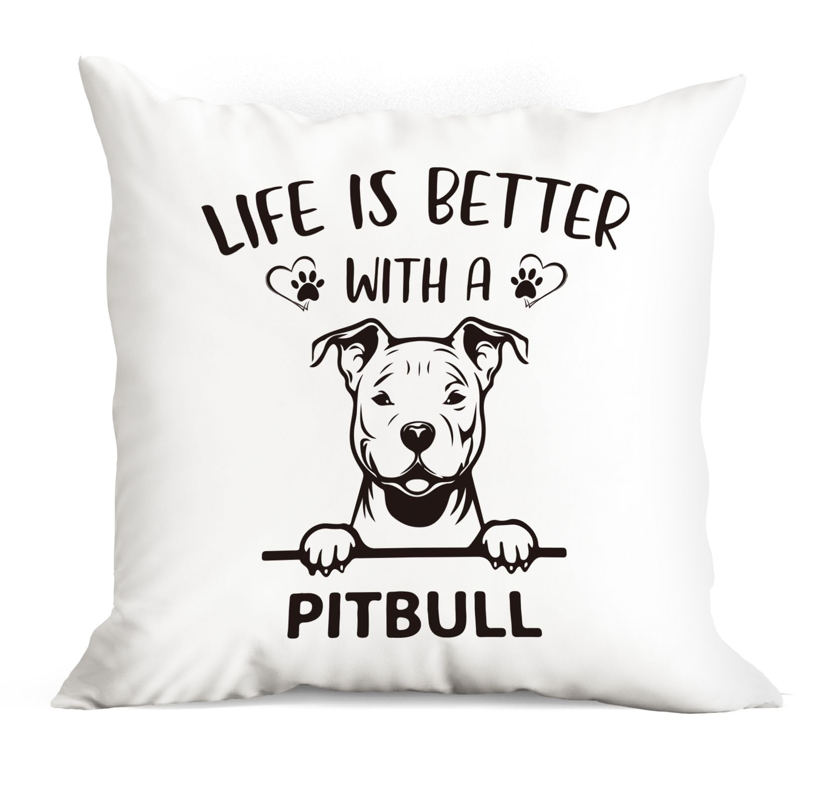 huester Pitbull Dog Gifts for Women Room Decor, Pillow Covers 18x18, Life is Better with a Pitbull Throw Pillow Covers, Reserved for The Dog Pillow