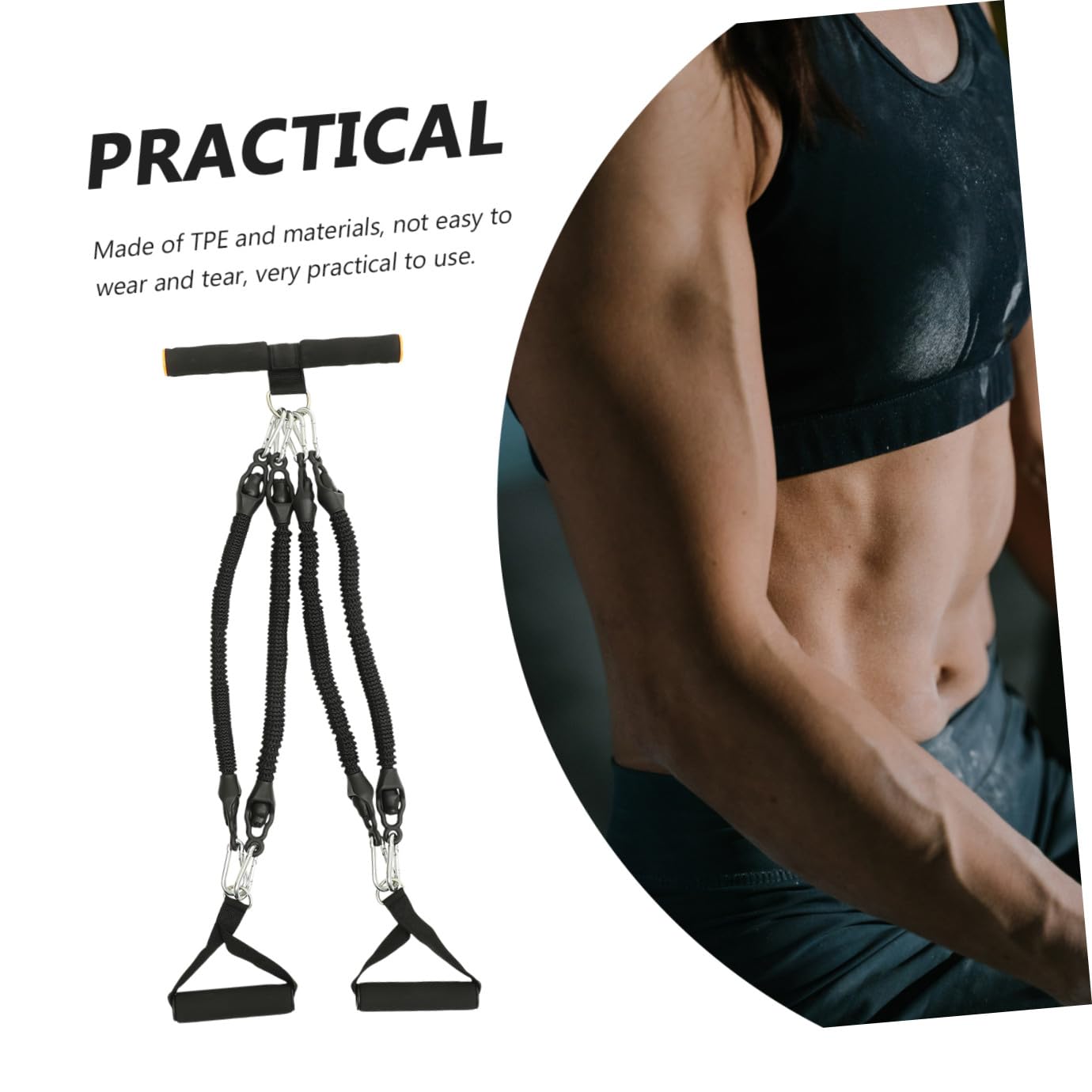 Corda Elastica Attrezzo Fitness Multifunzionale Nero per Esercizi Pedale in Pte e Schiuma per Allenamento Muscolare e Modellamento del Corpo a Casa