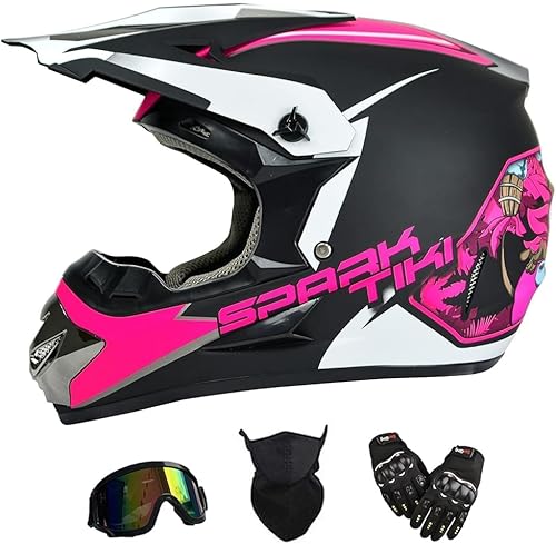 Casco de motocross juvenil, casco de motocicleta ATV, cascos de motocross para exteriores, aprobado por DOT, cascos todoterreno con guantes, gafas,