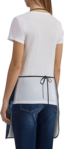 Miniatura 3 de Unisex Apron With Pocket, Blue Hibiscus Chef Apron For Cooking, Bbq & Crafts, Spillproof Kitchen Protection Bib With Large Utility Pocket For Adults