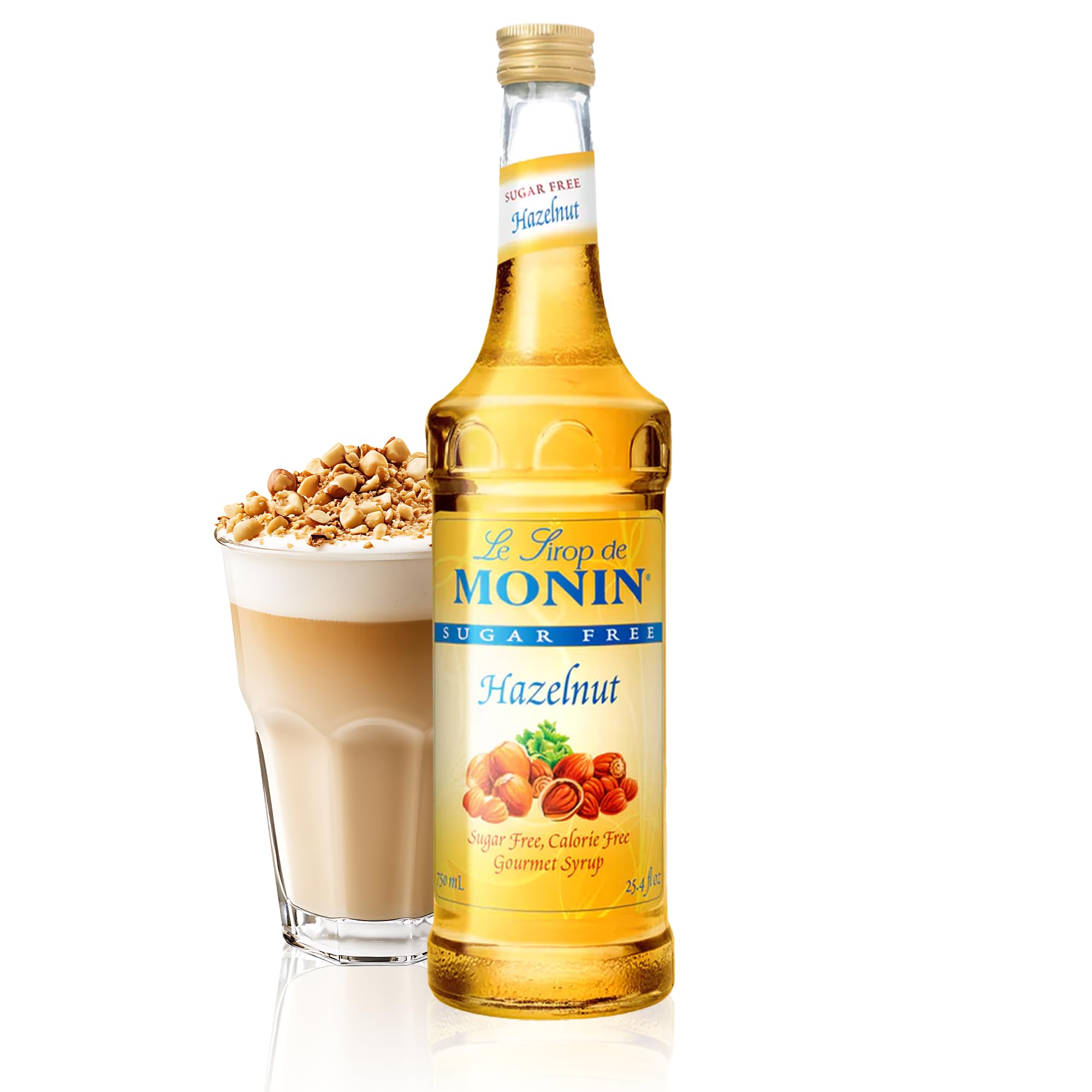 Sugar Free Hazelnut Syrup, Nutty Taste of Caramelized Hazelnut, Great for Mochas, Lattes, Smoothies, Shakes, and Cocktails, Non-GMO, Gluten-Free (750 ml)