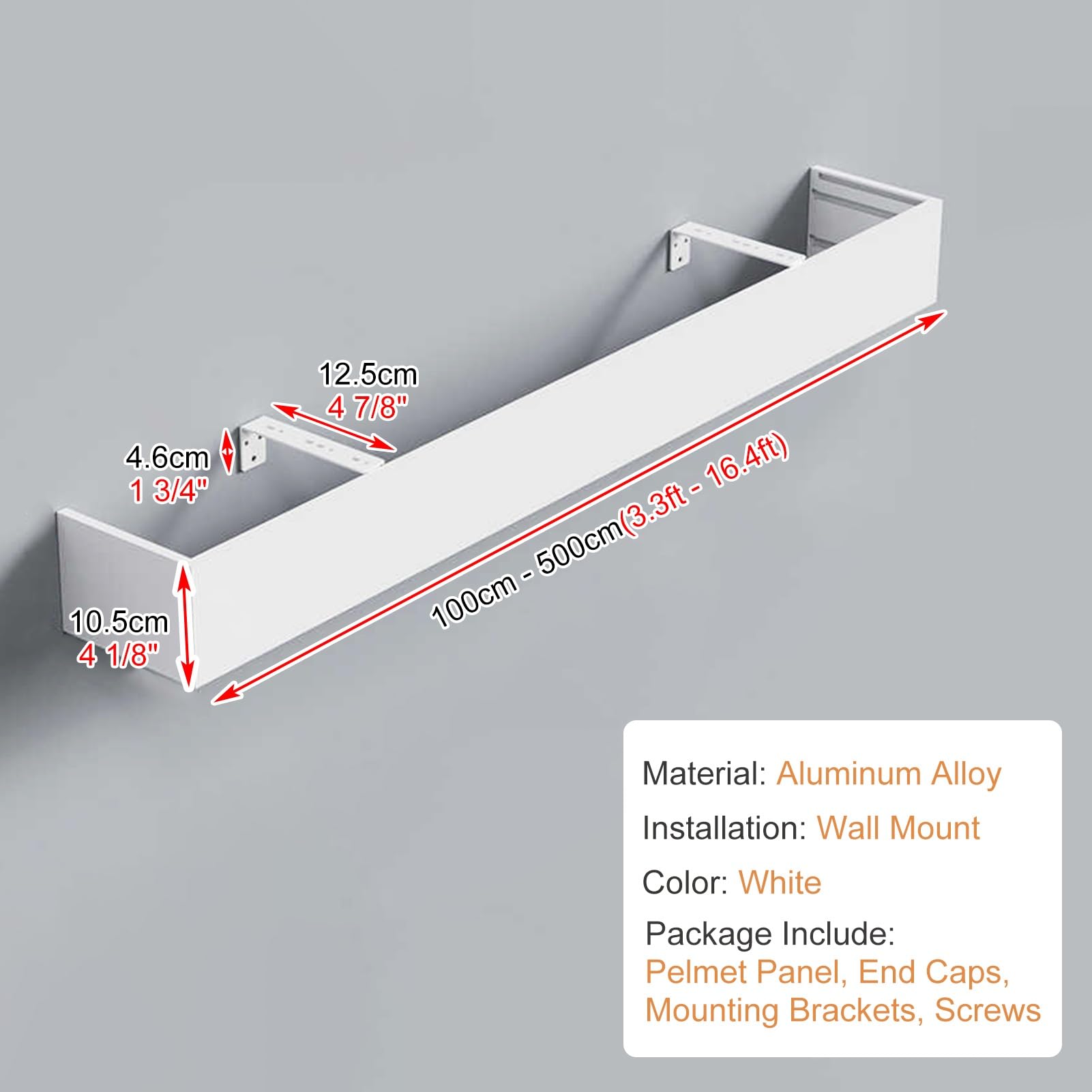 Support de tringle à rideaux en aluminium – Cache-cantonnière de fenêtre sans rail – Panneau de draperie réglable et manchon de tringle pour rideaux occultants – Design mural élégant