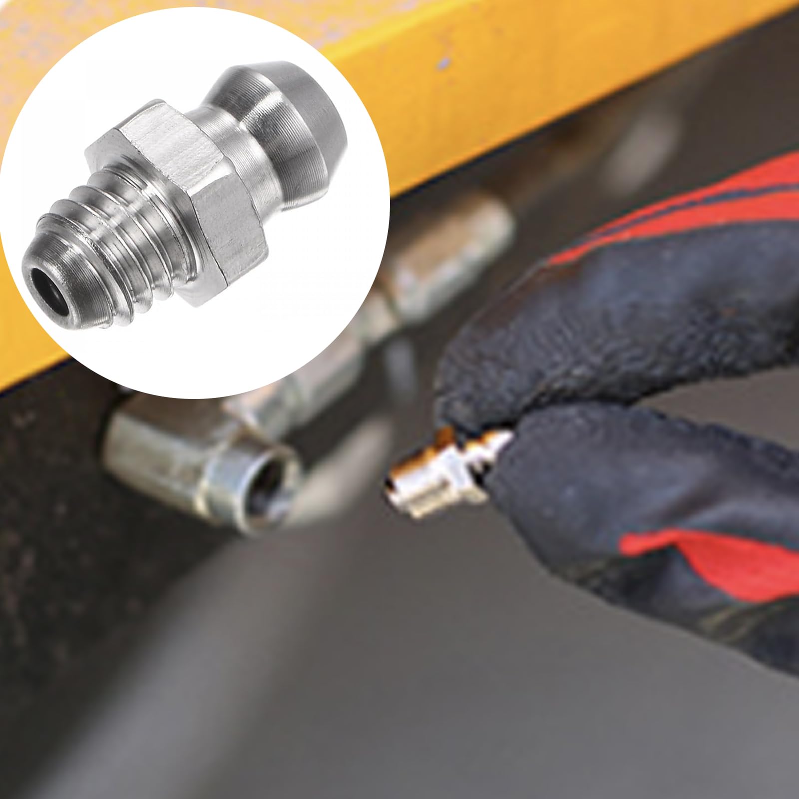 10 x lubrificatore diritto in acciaio inossidabile 304, lubrificante M6, lubrificatore a vite, accessori pistola a grasso, testa di lubrificatore destro per auto moto, M6 x 1 mm (argento)