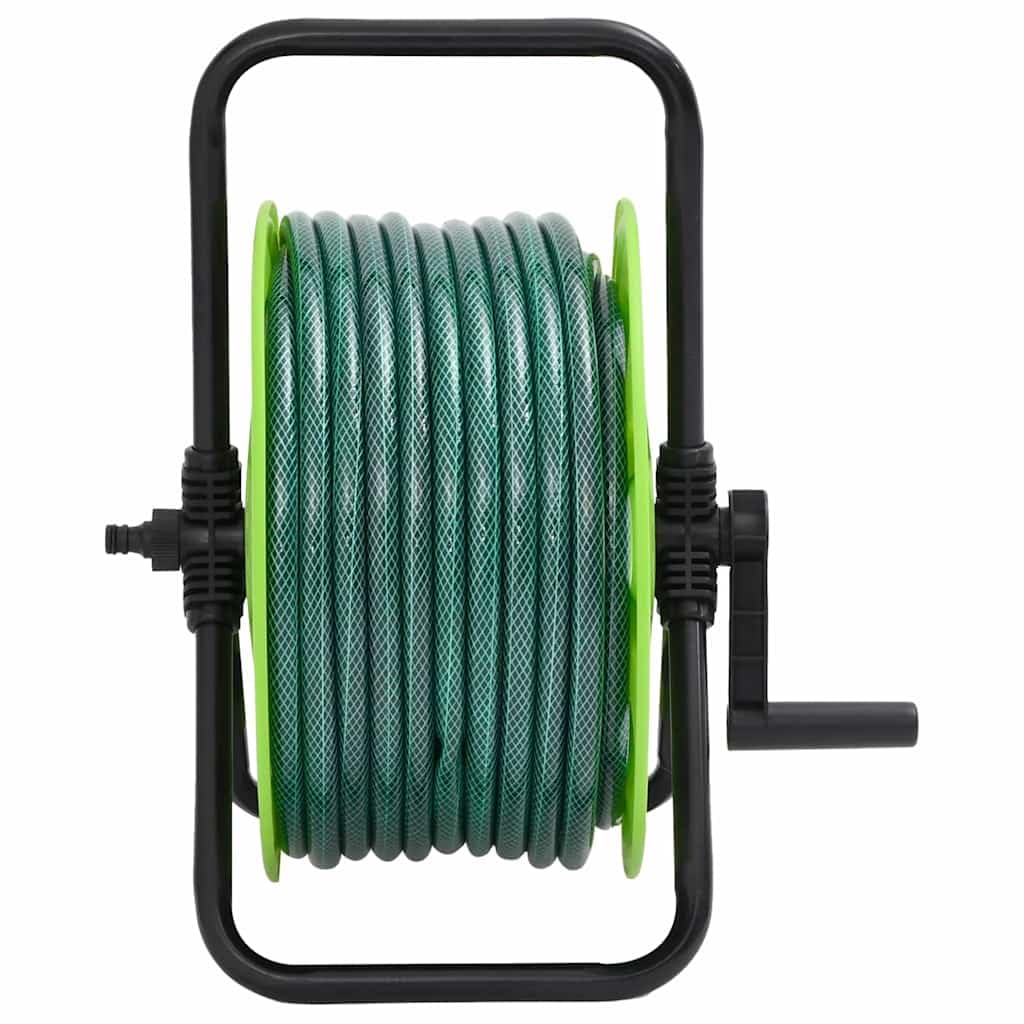 Schlauchtrommel Freistehend mit 20m Gartenschlauch 3/4 Zoll, Schlauchwagen inkl. Sprühdüse und Anschluss-Set, 3-lagiger Bewässerungsschlauch, Grün