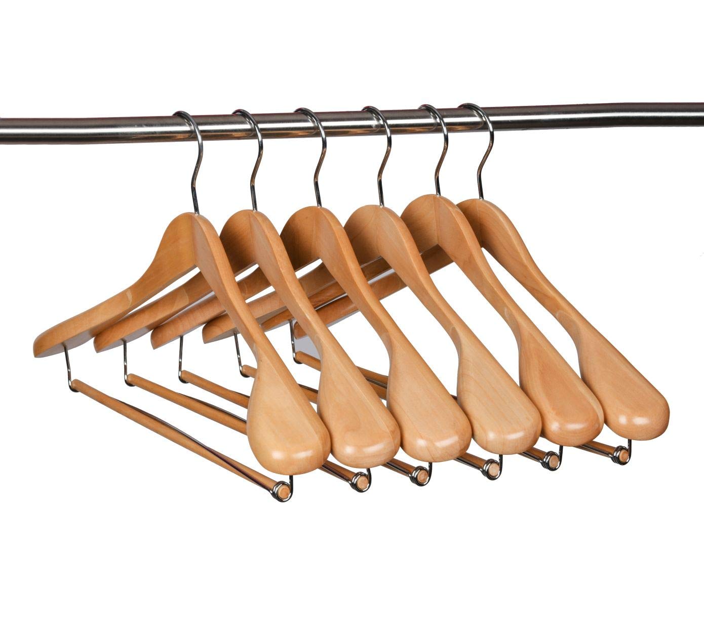 Hochwertige Luxus-Holz-Kleiderbügel, breiter Holz-Kleiderbügel für Mäntel und Hosen, Retro-Finish (30, natürliche Oberfläche)
