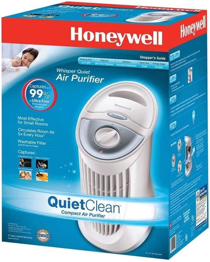 Honeywell HFD-010 QuietClean Washable Filter Compact Tower Air Purifier, 2-Pack