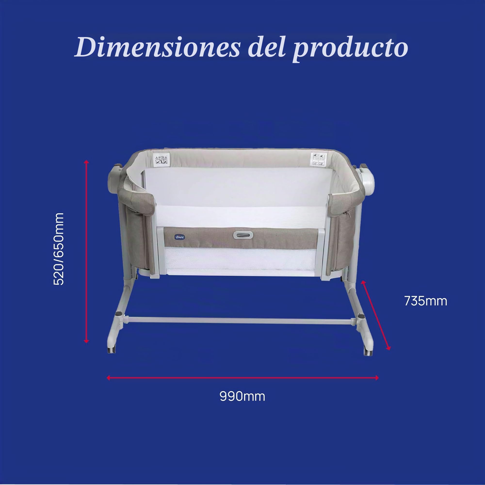 Chicco Next2Me Magic EVO - Cuna Infantil, Compatible con Diferentes Camas, Modo balancín, Altura Ajustable, Barrera Deslizante, 4 Ruedas, Buena circulación de Aire, colchón y Bolsa incluidos, 0-6 m