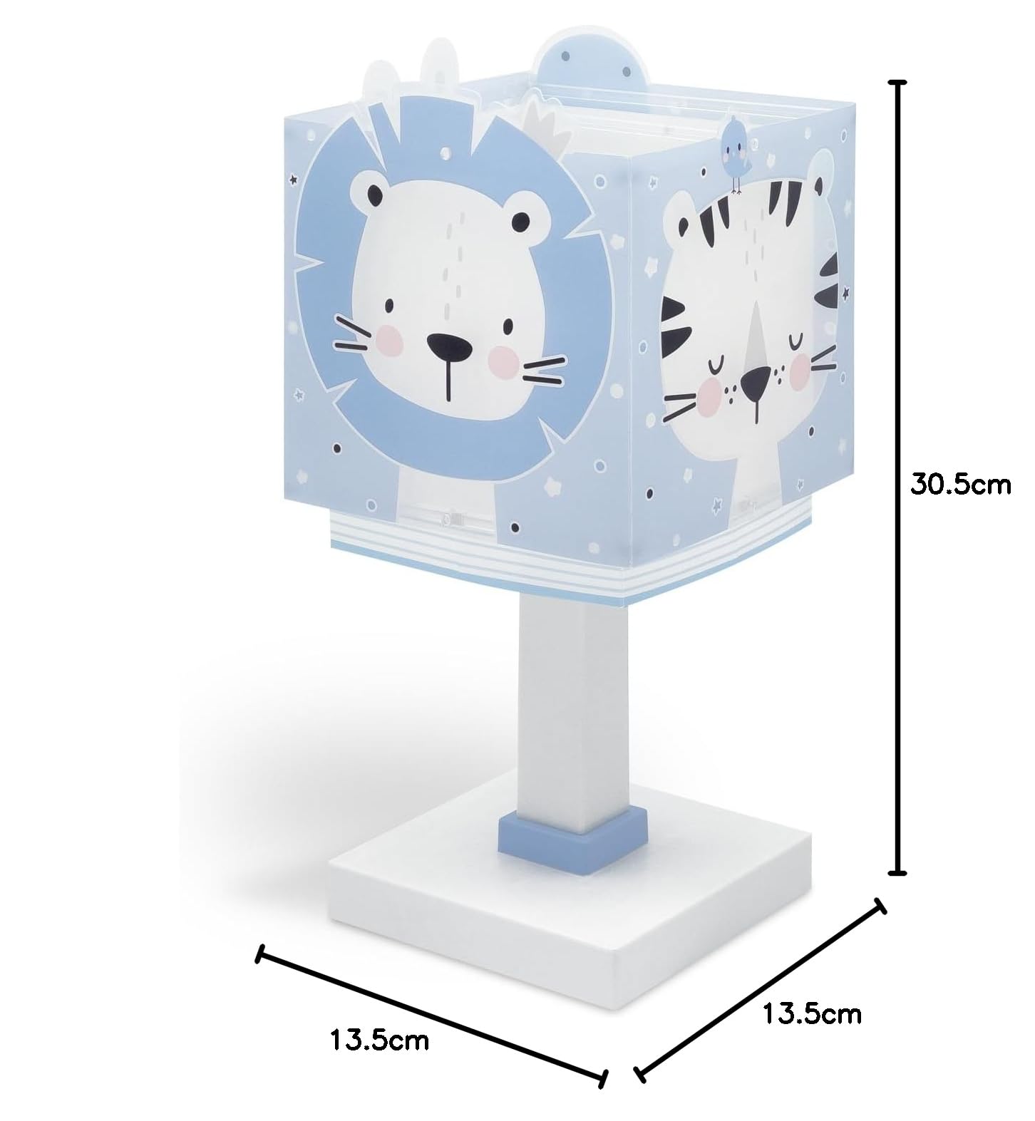 Dalber Lámpara Infantil de Mesilla Animales Azul 63111NT G4 | Lámpara infantil de mesa o mesita; animales jungla; G4 4W LED - Bombilla incluida; Luz Quitamiedos