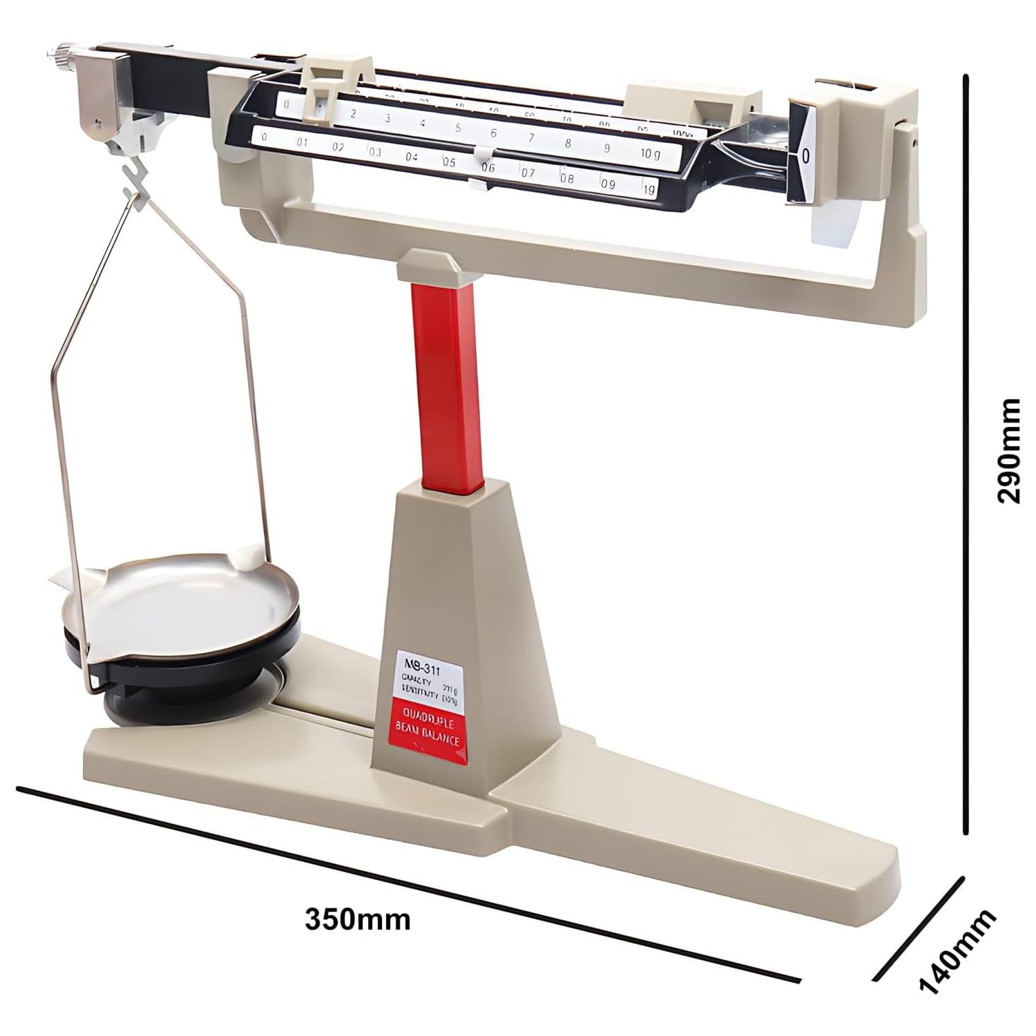 Mechaniczna waga laboratoryjna (310 g/0,01 g), waga belkowa z czterema listwami pomiarowymi, magnetyczna amortyzacja i paleta 150 mm, bez baterii, do szkoły i badań