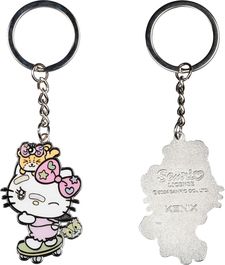 Konix Hello Kitty Keyring - 4 x 4 cm - Metal - Skateboard Design