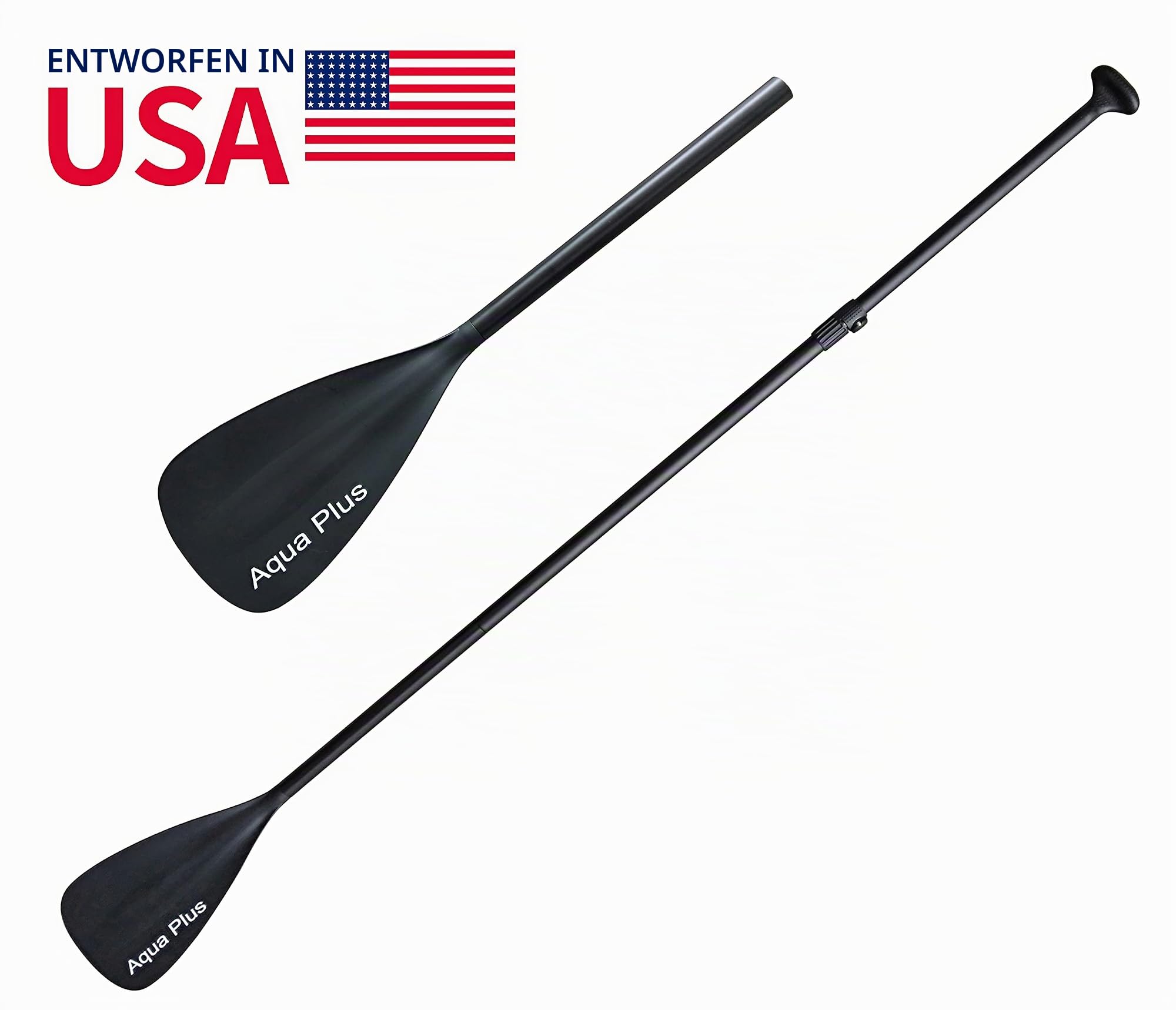 Aqua Plus 3-teiliges Paddel für SUP Stand Up Paddle Board (Schwarz, 65-82 Zoll)