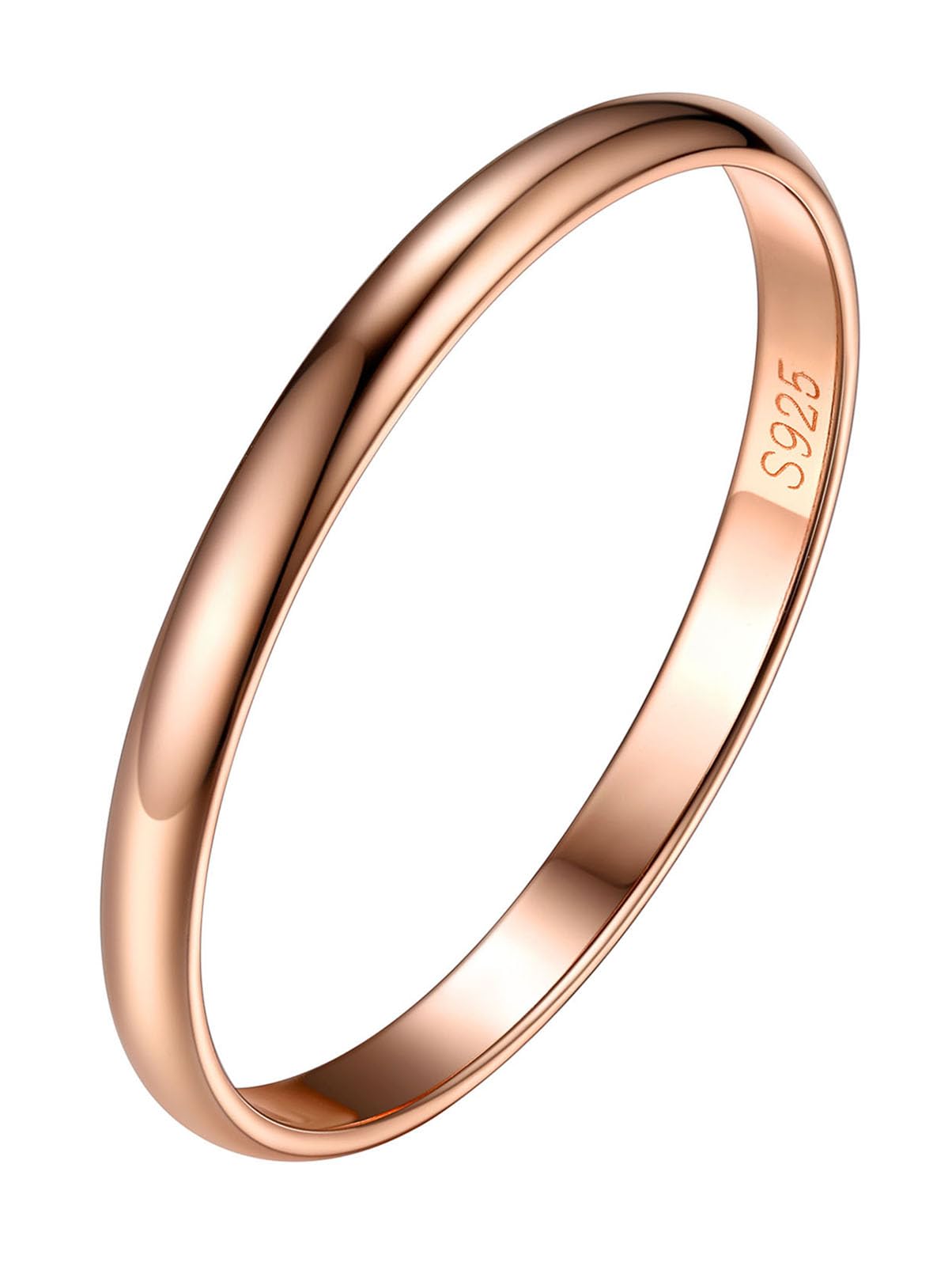 Silvora 925 Silber Damen Ring 2mm/3mm/5mm breit Personalisierter Fingerring mit Gravur Schlichter Verlobungsring Ehering Hochzeitsring in Silber/Rosegold/Schwarz Ringgröße 46.8(14.8)- 67.2(21.25)