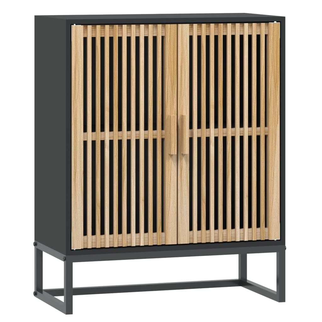 Aparador moderno de 60 cm con puertas armario auxiliar estrecho de salón negro