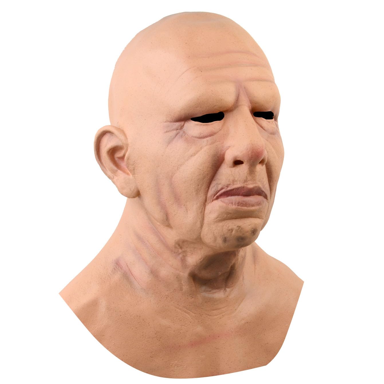 HOTTERCOS Realistische Maske für den alten Mann, Glatze, Humen, Gesichtsmasken, Falten, Vollkopfmaske, Halloween-Maske, Kostümrequisiten
